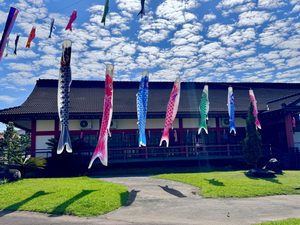 03 praça decorada com carpas coloridas